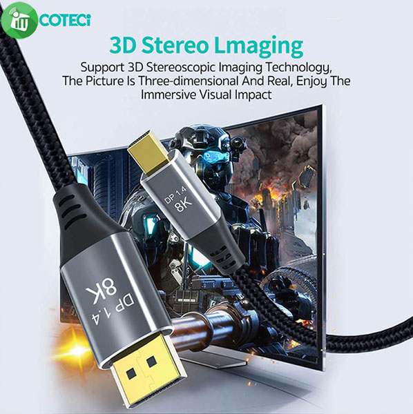 COTEetCI 87401 Mini DisplayPort to DisplayPort 1.4 HD Cable 8K/60Hz (1m)