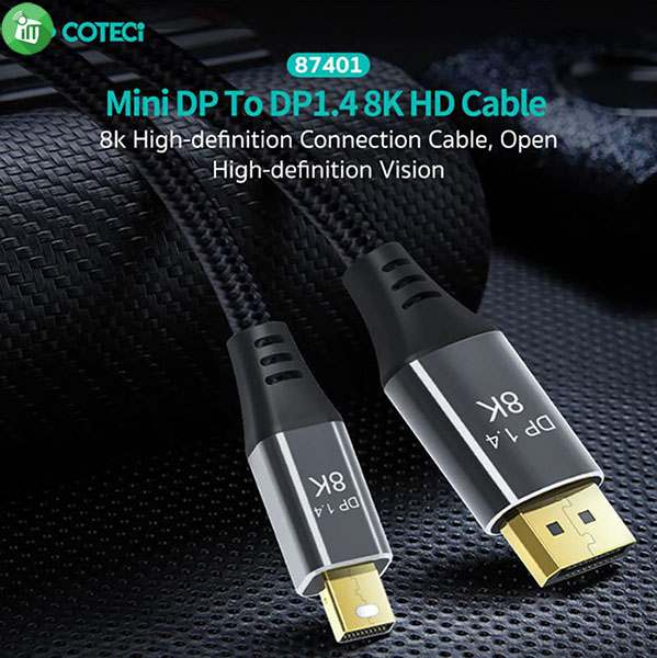 COTEetCI 87401 Mini DisplayPort to DisplayPort 1.4 HD Cable 8K/60Hz (1m)