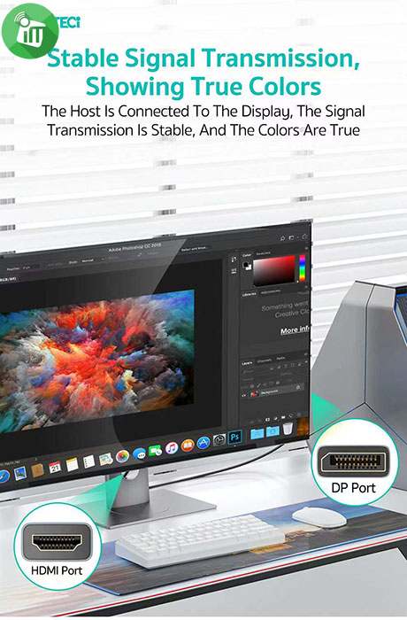 COTEetCI 87406 DisplayPort to HDMI HD Cable 8K/60Hz (1m)