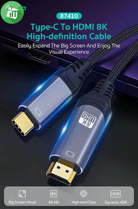 COTEetCI 87410 USB-C to HDMI Converter Cable 8K-60Hz (2m)