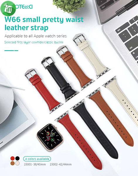 COTEetCI W66 Slim Leather Strap iWatch (44/45/46/49mm)