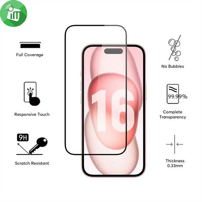 Vmax 2.5D Full Glue Full cover Glass Screen iPhone 16