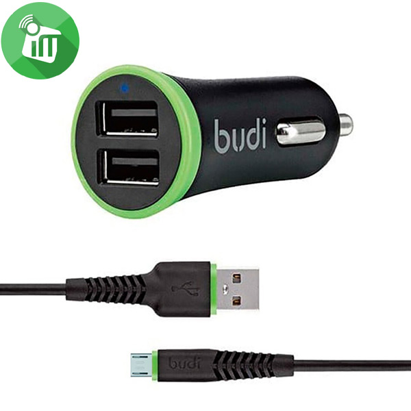 Budi M8J061M 2 USB Car Charger With Micro Cable (1.2M4FT)
