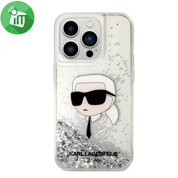 Karl Lagerfeld Liquid Glitter Hard Case iPhone 16 Pro Max With NFT Karl Head