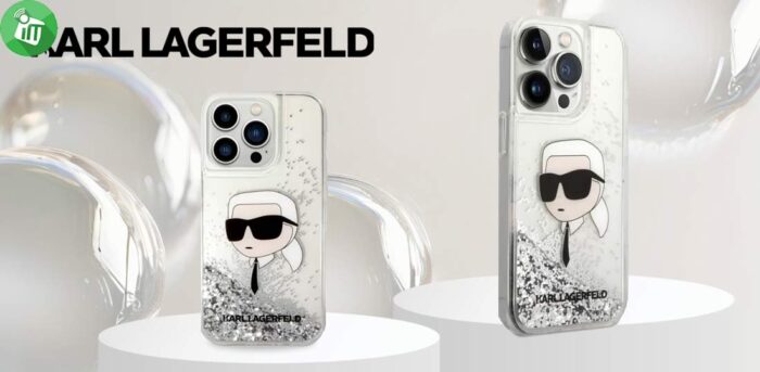 Karl Lagerfeld Liquid Glitter Hard Case iPhone 16 Pro Max With NFT Karl Head