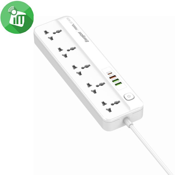 Energizer EPB2501EU Power Strip 5 Outlets With 3 USB-A20W PD Overload Switch (2M)