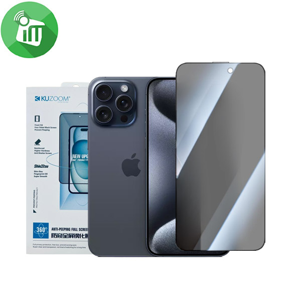 KuZoom 360 Anti-Peeping Full Glass Screen iPhone 15 Pro Max