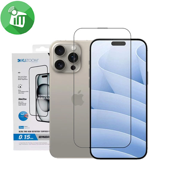 KuZoom Ultra-Thin 0.15mm Glass Screen iPhone 15 Pro Max