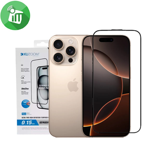KuZoom Ultra-Thin 0.15mm Glass Screen iPhone 16 Pro