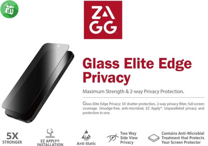 Zagg Glass Elite Edge Privacy Screen Protector iPhone 16 Pro
