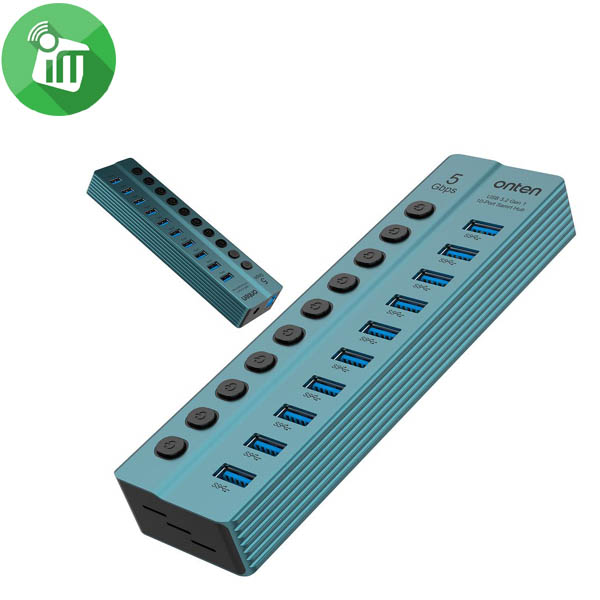 Onten 10 Port USB 3.0 Hub with Independent Power Switches (OTN-5308) - Image 2