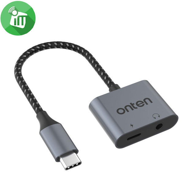 Onten USB-C to 3.5mm Audio + USB-C Charge Adapter (OTN-289)