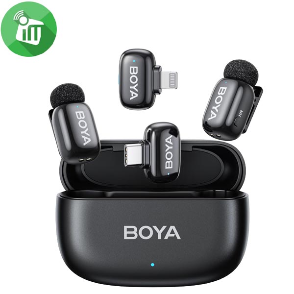 BOYA Mini 12 USB-C/Lightning 2-Person Wireless Microphone With Charging Case