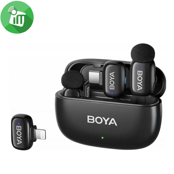 BOYA Mini 12 USB-C/Lightning 2-Person Wireless Microphone With Charging Case - Image 3