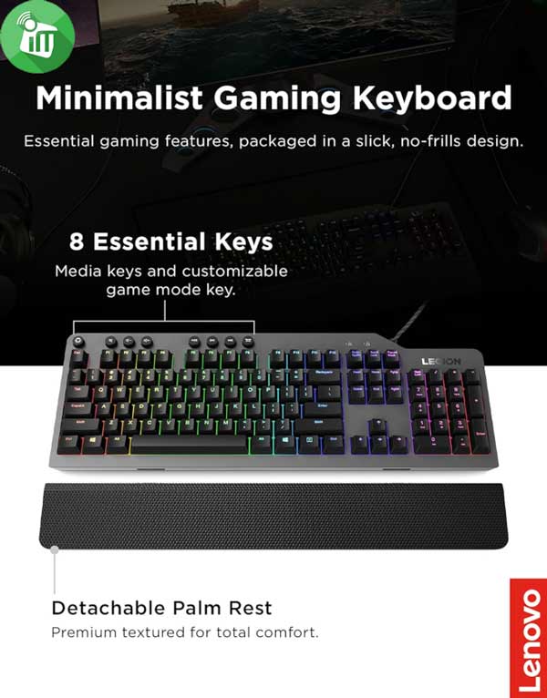 Lenovo Legion K500 RGB Mechanical Gaming Wired Keyboard-US