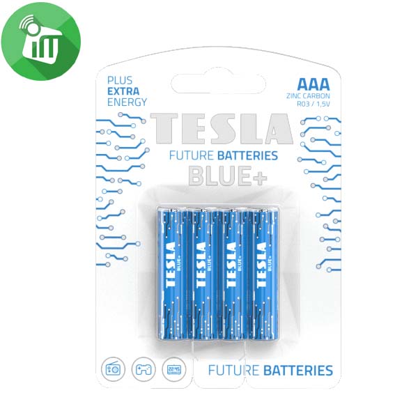 TESLA BLUE+ 4PCS AAA Zinc Carbon Batteries 1.5V