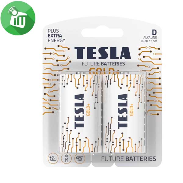 TESLA GOLD+ 2PCS Size D Alkaline Batteries 1.5V