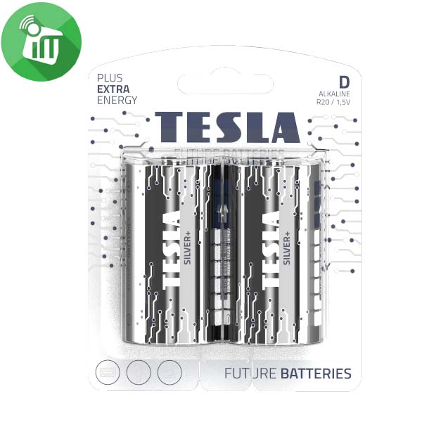 TESLA SILVER+ 2PCS Size D Alkaline Batteries 1.5V