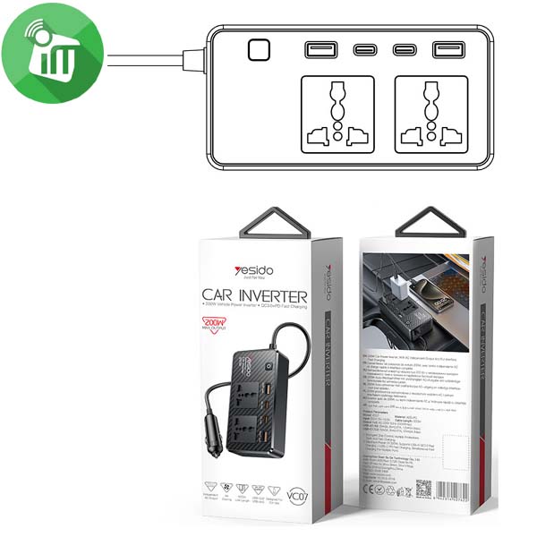 Yesido VC07 200W Adapter Charger Car Inverter - Image 2