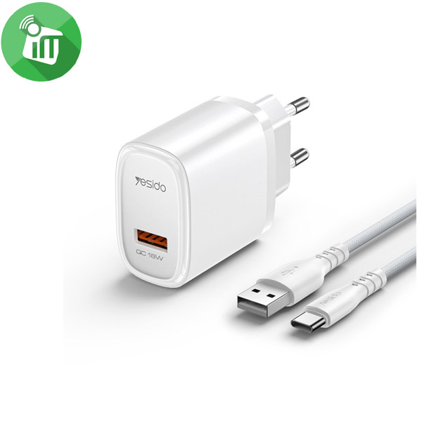 Yesido YC66C USB-A 18W Quick Charger with USB-A to USB-C Cable