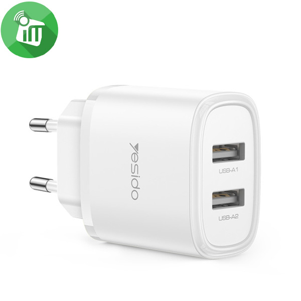 Yesido YC72 Dual Port USB-A Wall Charger