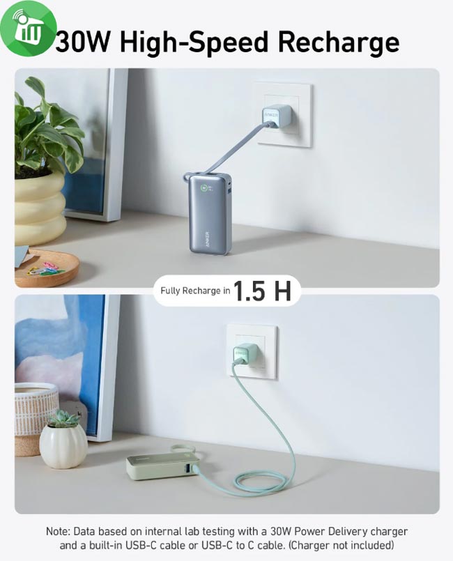 Anker A1259 Nano 10000mAh 30W Power Bank With Built-In USB-C