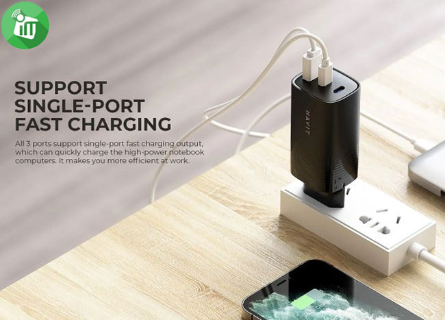 Havit UC20 GaN 67W 3-Port Travel Charger