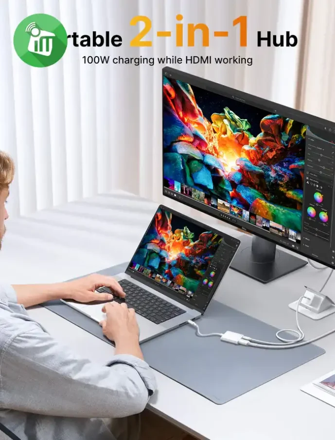 JSAUX CV0063 2in1 USB C to HDMI Adapter 100W