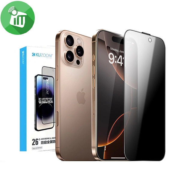 KuZoom 3D Privacy Glass Film Screen Protector iPhone 16 Pro Max