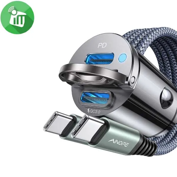 AINOPE 72W Dual USB-C Car Fast Charge With USB-C Cable - Image 2