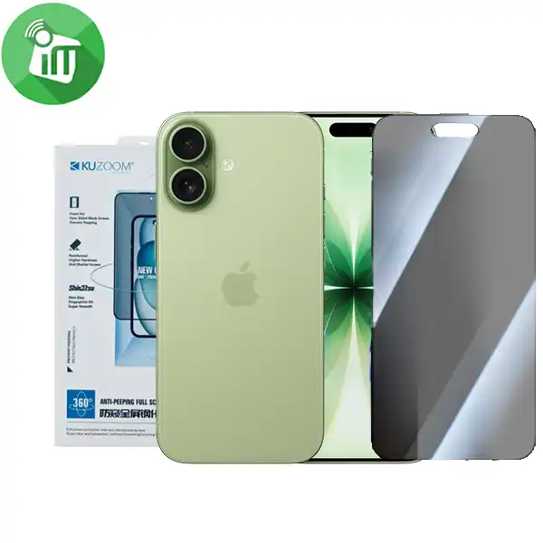KuZoom 360 Anti-Peeping Full Glass Screen iPhone 17/16 Pro