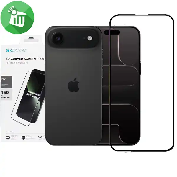 KuZoom 3D Large Curved Edge Glass Screen iPhone 17 Air