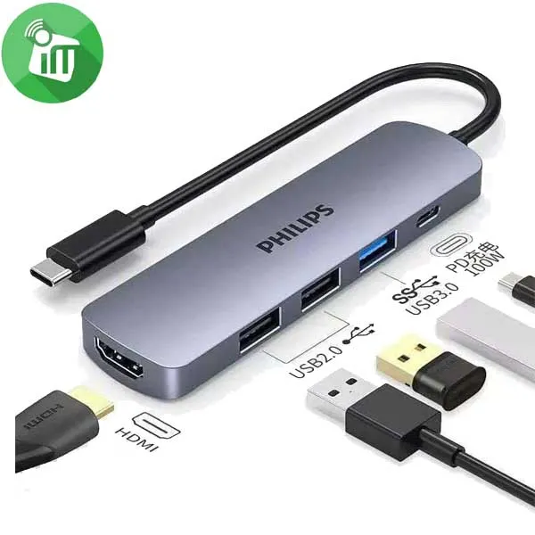 Philips USB-C 5 in 1 Multifonctions Hub 100W PD - Image 2