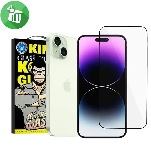 KingKong Full Glue HD Dustproof Glass Guard Screen iPhone 15