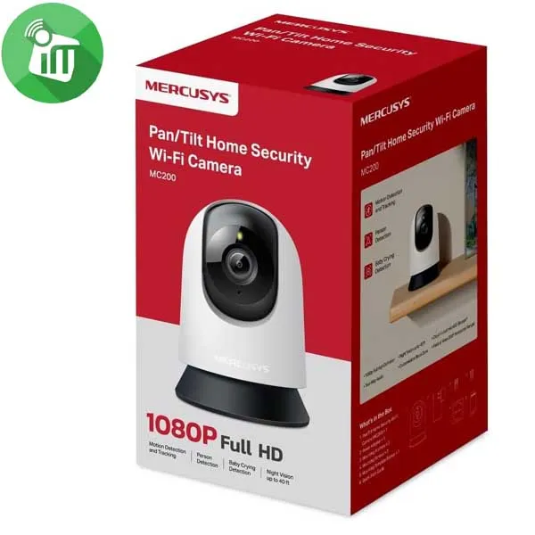 Mercusys MC200 Pan/Tilt Home Security Wi-Fi Camera 1080p 2MP - Image 2