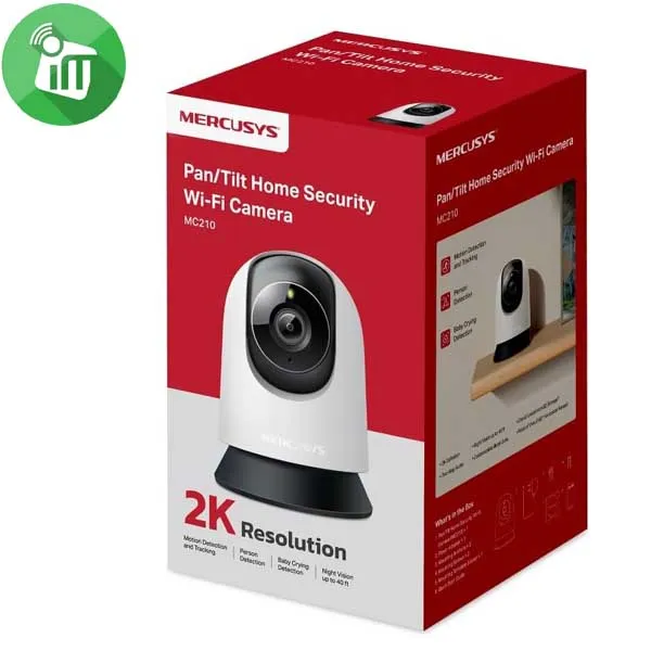 Mercusys MC210 Pan/Tilt Home Security Wi-Fi Camera 1296p 3MP - Image 2