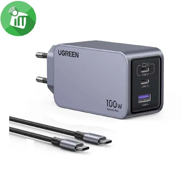 UGREEN X757 Nexode Pro 100W 3-Port GaN Wall Charger With USB-C/C Cable